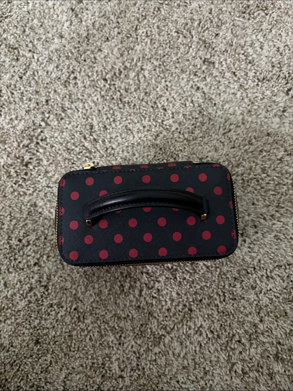 Michael Kors Black Cosmetic Case with Red Polka Dots